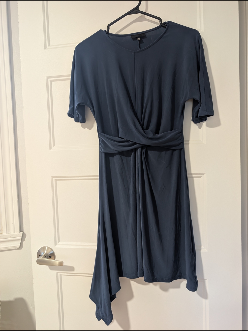 Topshop Asymmetrical Twist-Waist Navy Dress